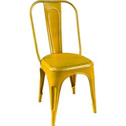 Set of 4 yellow metal chairs
