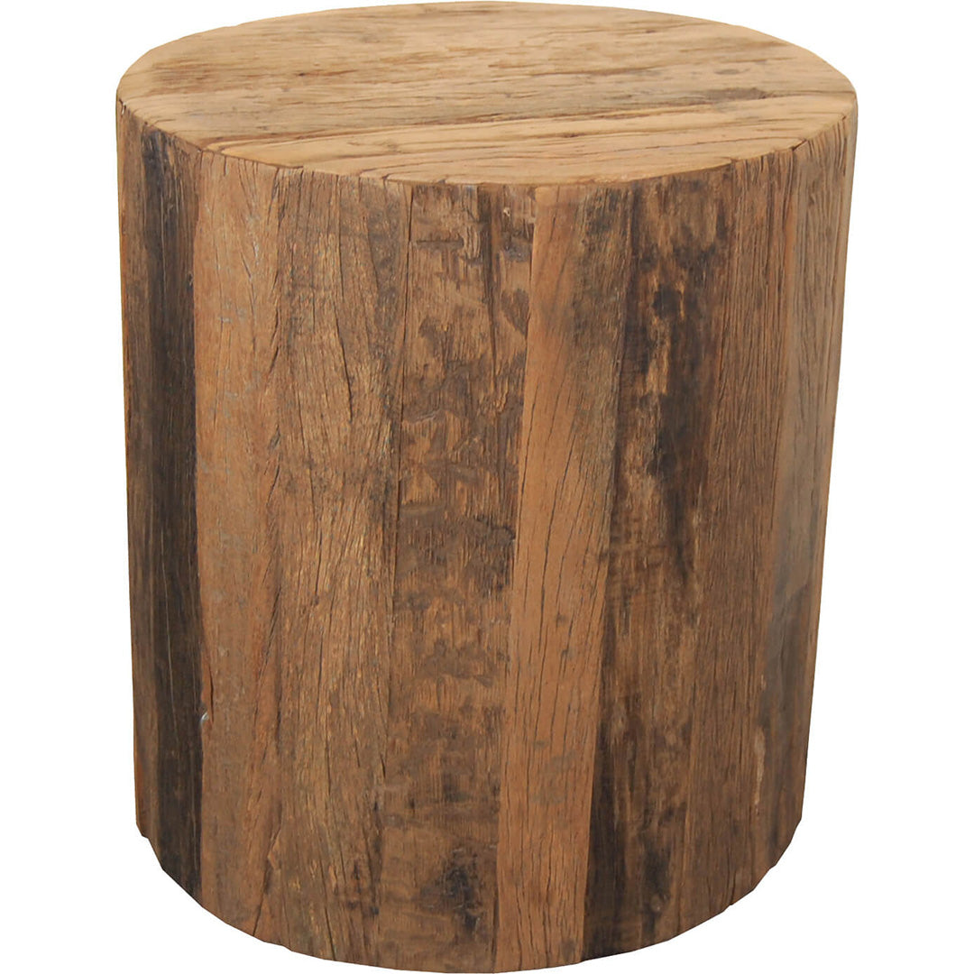 Round wooden block table