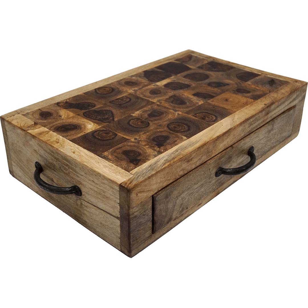 Serving board with drawer