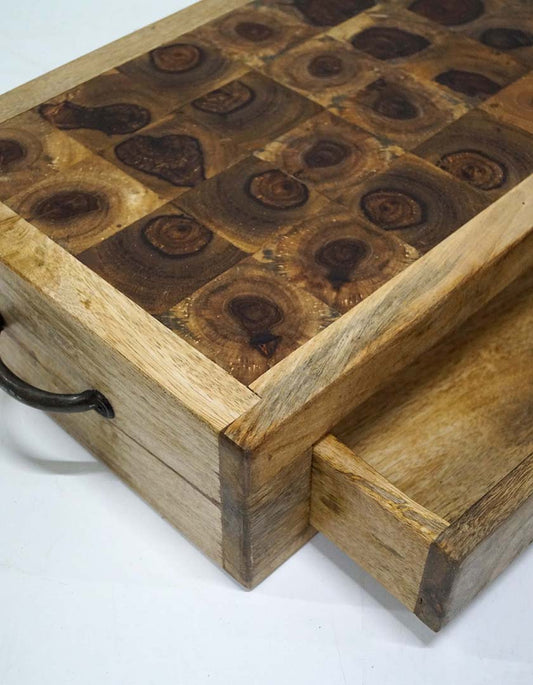 Serving board with drawer